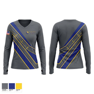 Womens Long Sleeve Vneck Shirt, Wilkes County EMS, EMS/EMT, Teamtime, Team time, sublimation, custom sports apparel, team uniforms, spirit wear, spiritwear, sports uniforms, custom shirts, team store, custom team store, fundraiser sports, apparel fundraiser