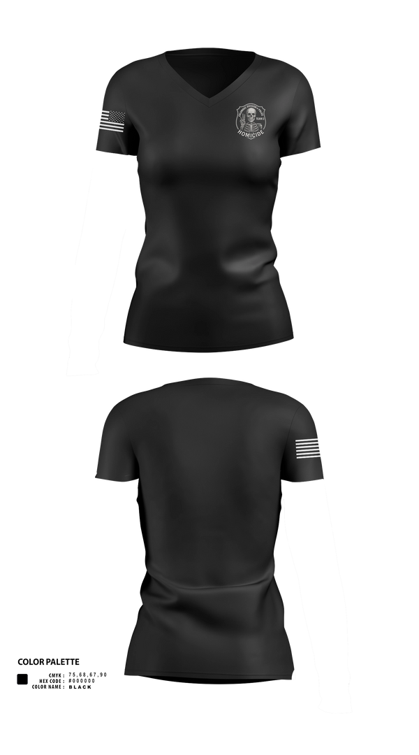 Womens Short Sleeve Vneck Shirt, Homicide Team 3, Police, Teamtime, Team time, sublimation, custom sports apparel, team uniforms, spirit wear, spiritwear, sports uniforms, custom shirts, team store, custom team store, fundraiser sports, apparel fundraiser