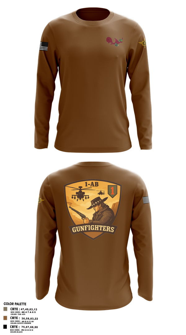 Long Sleeve Performance Shirt, 1-1 Attack Battalion, HHC, S2, Army, Teamtime, Team time, sublimation, custom sports apparel, team uniforms, spirit wear, spiritwear, sports uniforms, custom shirts, team store, custom team store, fundraiser sports, apparel fundraiser