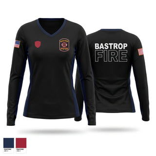 Womens Long Sleeve Vneck Shirt, Station 1, Fire Department, Teamtime, Team time, sublimation, custom sports apparel, team uniforms, spirit wear, spiritwear, sports uniforms, custom shirts, team store, custom team store, fundraiser sports, apparel fundraiser