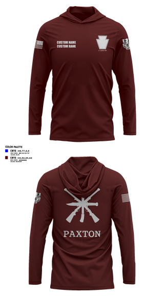 Long Sleeve Performance Shirt with hood, 2/112, Army, Teamtime, Team time, sublimation, custom sports apparel, team uniforms, spirit wear, spiritwear, sports uniforms, custom shirts, team store, custom team store, fundraiser sports, apparel fundraiser