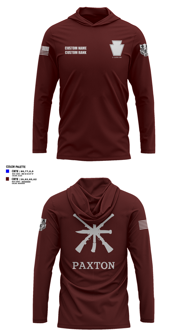 Long Sleeve Performance Shirt with hood, 2/112, Army, Teamtime, Team time, sublimation, custom sports apparel, team uniforms, spirit wear, spiritwear, sports uniforms, custom shirts, team store, custom team store, fundraiser sports, apparel fundraiser