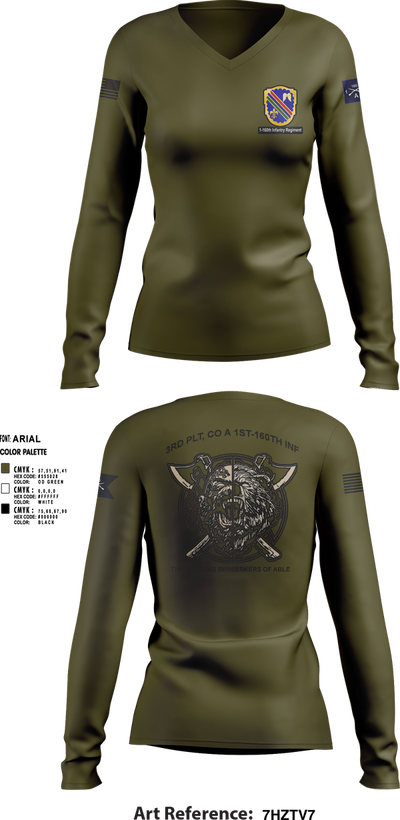 Co A, 1st-160th INF, 79th IBCT 97835057 Women's Long Sleeve V-neck Shirt - 1