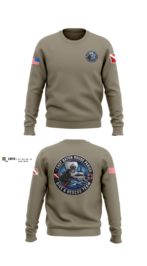Crew Neck Sweatshirt, East Baton Rouge Parish Dive & Rescue Team, Fire Department, Teamtime, Team time, sublimation, custom sports apparel, team uniforms, spirit wear, spiritwear, sports uniforms, custom shirts, team store, custom team store, fundraiser sports, apparel fundraiser