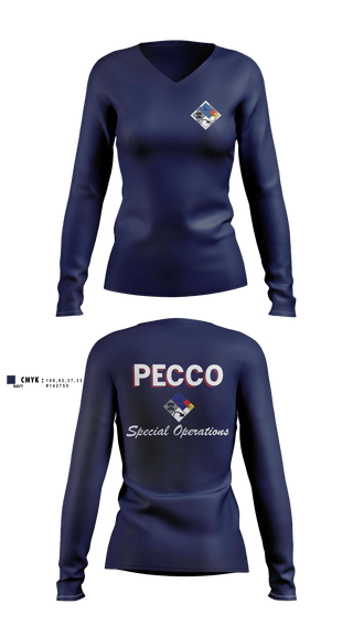 Womens Long Sleeve Vneck Shirt, PECCO, , Teamtime, Team time, sublimation, custom sports apparel, team uniforms, spirit wear, spiritwear, sports uniforms, custom shirts, team store, custom team store, fundraiser sports, apparel fundraiser