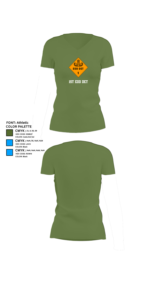 Womens Short Sleeve Vneck Shirt, 1st EOD DET, , Teamtime, Team time, sublimation, custom sports apparel, team uniforms, spirit wear, spiritwear, sports uniforms, custom shirts, team store, custom team store, fundraiser sports, apparel fundraiser