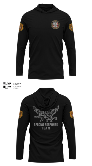 Long Sleeve hooded sunshirt, Special Response Team, Police, Teamtime, Team time, sublimation, custom sports apparel, team uniforms, spirit wear, spiritwear, sports uniforms, custom shirts, team store, custom team store, fundraiser sports, apparel fundraiser