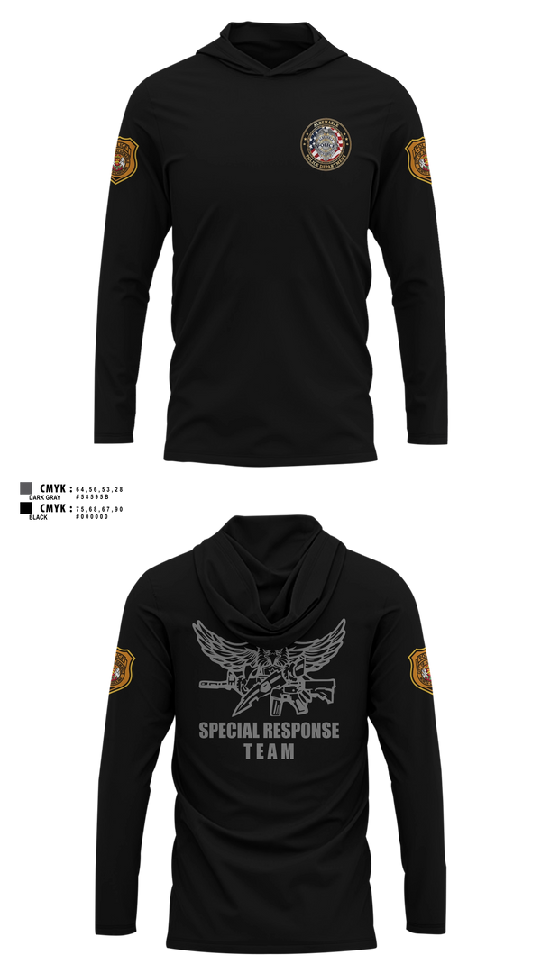 Long Sleeve hooded sunshirt, Special Response Team, Police, Teamtime, Team time, sublimation, custom sports apparel, team uniforms, spirit wear, spiritwear, sports uniforms, custom shirts, team store, custom team store, fundraiser sports, apparel fundraiser