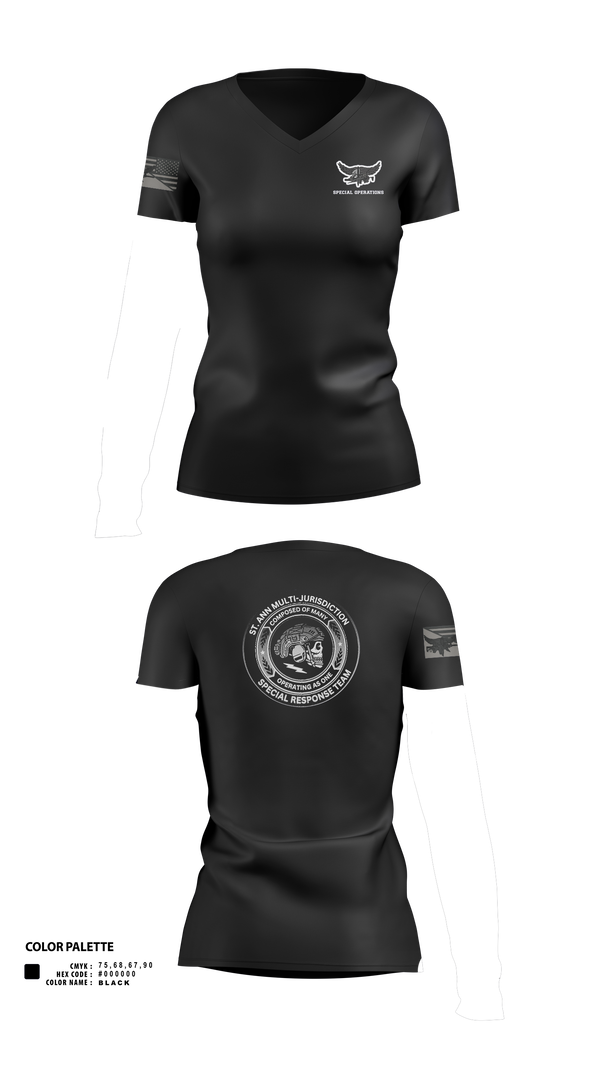 Women's Short Sleeve Vneck Shirt, St. Ann SRT, , Teamtime, Team time, sublimation, custom sports apparel, team uniforms, spirit wear, spiritwear, sports uniforms, custom shirts, team store, custom team store, fundraiser sports, apparel fundraiser
