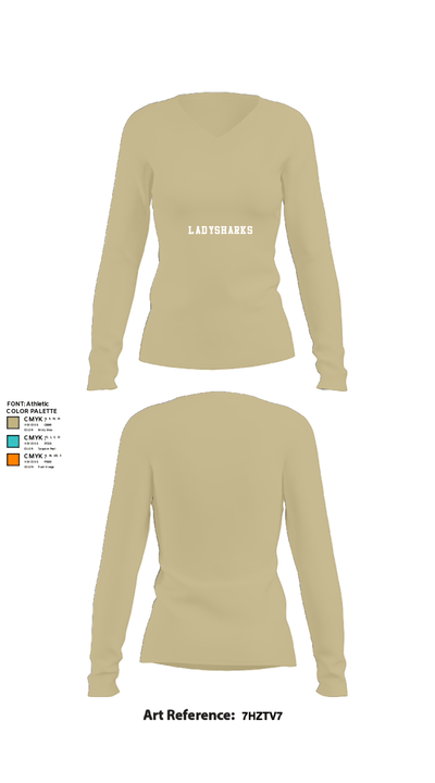 LadySharks 43984215 Women's Long Sleeve V-neck Shirt - 25