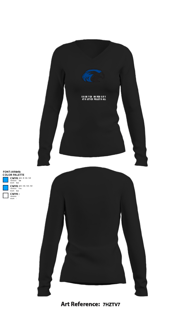 Women's Long Sleeve Vneck Shirt, Shorter University Athletics Volleyball, Women's Volleyball, Teamtime, Team time, sublimation, custom sports apparel, team uniforms, spirit wear, spiritwear, sports uniforms, custom shirts, team store, custom team store, fundraiser sports, apparel fundraiser
