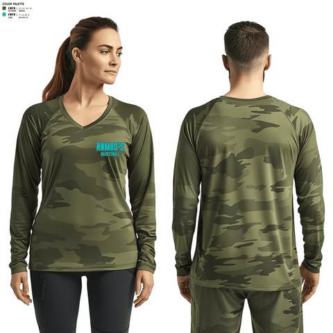 Women's Long Sleeve Vneck Shirt, Rambo’s, Men's Basketball, Teamtime, Team time, sublimation, custom sports apparel, team uniforms, spirit wear, spiritwear, sports uniforms, custom shirts, team store, custom team store, fundraiser sports, apparel fundraiser