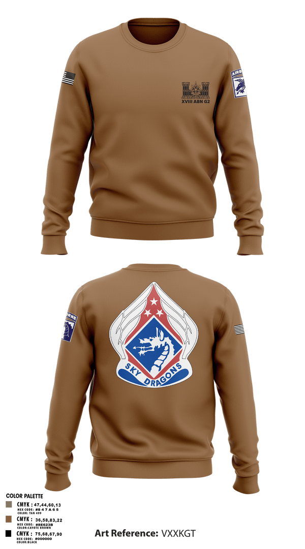 Crew Neck Sweatshirt, XVIII ABN G2, Army, Teamtime, Team time, sublimation, custom sports apparel, team uniforms, spirit wear, spiritwear, sports uniforms, custom shirts, team store, custom team store, fundraiser sports, apparel fundraiser