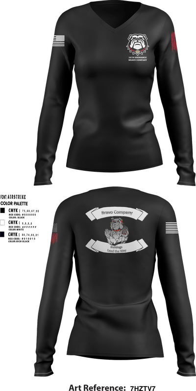 16TH ordnance Bravo Company 57552298 Women's Long Sleeve V-neck Shirt - 1