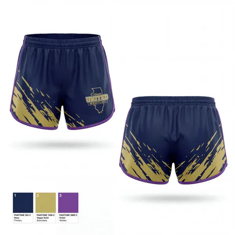 Womens Shorts, Illinois United (ISVI Co-op), Wrestling, Teamtime, Team time, sublimation, custom sports apparel, team uniforms, spirit wear, spiritwear, sports uniforms, custom shirts, team store, custom team store, fundraiser sports, apparel fundraiser