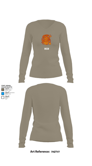Womens Long Sleeve Vneck Shirt, BEER, Marines, Teamtime, Team time, sublimation, custom sports apparel, team uniforms, spirit wear, spiritwear, sports uniforms, custom shirts, team store, custom team store, fundraiser sports, apparel fundraiser