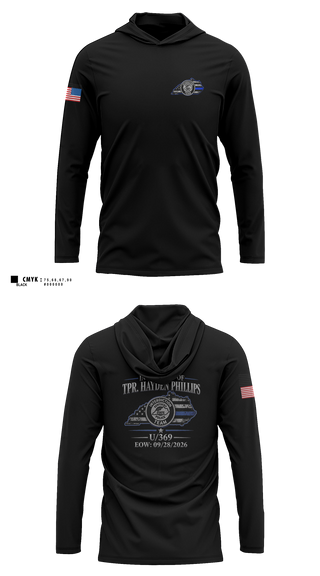 Long Sleeve hooded sunshirt, Kentucky State Police DESI, Police, Teamtime, Team time, sublimation, custom sports apparel, team uniforms, spirit wear, spiritwear, sports uniforms, custom shirts, team store, custom team store, fundraiser sports, apparel fundraiser