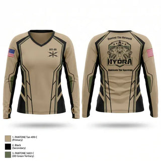 Womens Long Sleeve Vneck Shirt, 11th Cyber BN, Army, Teamtime, Team time, sublimation, custom sports apparel, team uniforms, spirit wear, spiritwear, sports uniforms, custom shirts, team store, custom team store, fundraiser sports, apparel fundraiser