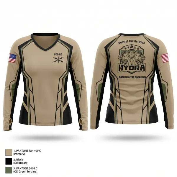 Womens Long Sleeve Vneck Shirt, 11th Cyber BN, Army, Teamtime, Team time, sublimation, custom sports apparel, team uniforms, spirit wear, spiritwear, sports uniforms, custom shirts, team store, custom team store, fundraiser sports, apparel fundraiser