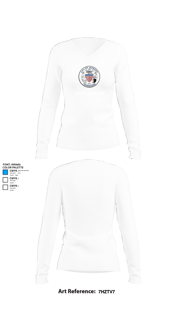 Womens Long Sleeve Vneck Shirt, City of Jackson, TN, , Teamtime, Team time, sublimation, custom sports apparel, team uniforms, spirit wear, spiritwear, sports uniforms, custom shirts, team store, custom team store, fundraiser sports, apparel fundraiser