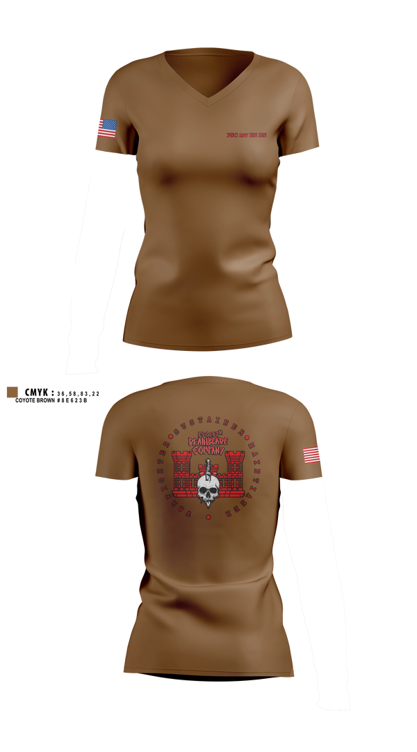 Womens Short Sleeve Vneck Shirt, Forward support company 107 engineer battalion, National Guard, Teamtime, Team time, sublimation, custom sports apparel, team uniforms, spirit wear, spiritwear, sports uniforms, custom shirts, team store, custom team store, fundraiser sports, apparel fundraiser