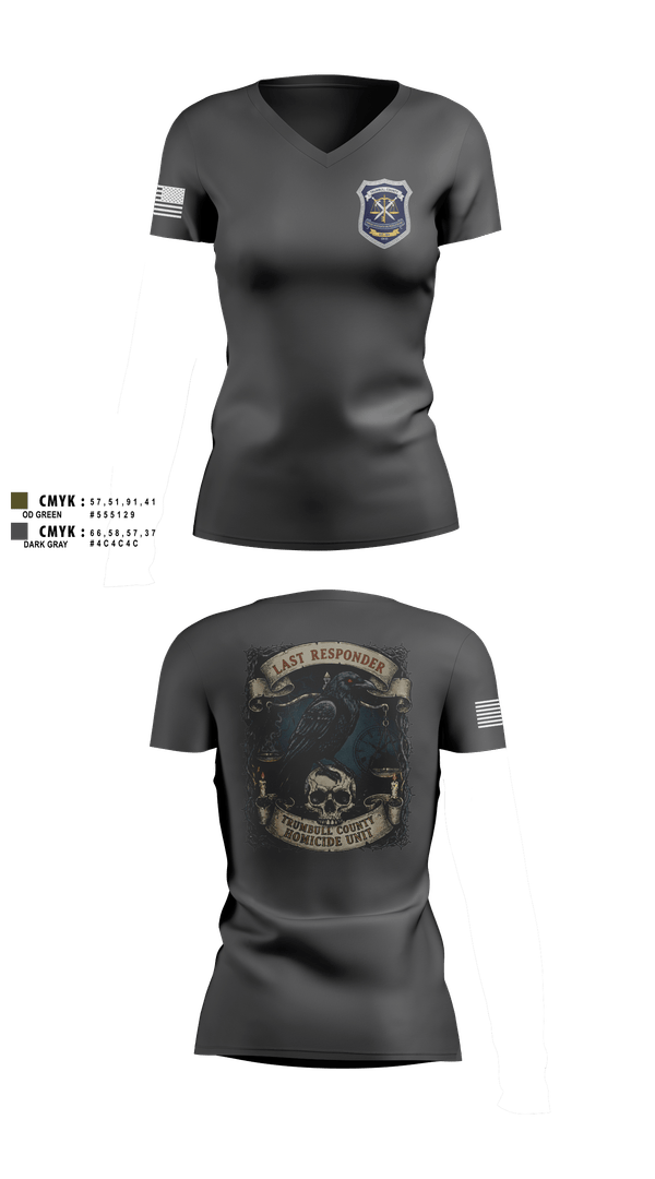 Womens Short Sleeve Vneck Shirt, Trumbull County Homicide Investigation and Prosecution Unit, , Teamtime, Team time, sublimation, custom sports apparel, team uniforms, spirit wear, spiritwear, sports uniforms, custom shirts, team store, custom team store, fundraiser sports, apparel fundraiser
