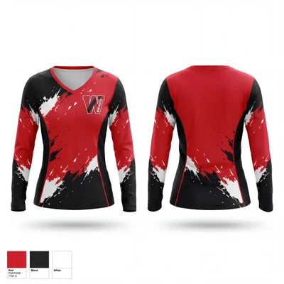 Winchester High School Softball 2802284 Women's Long Sleeve V-neck Shirt - 1