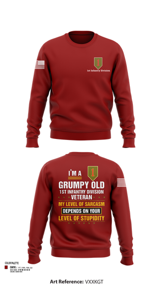 Crew Neck Sweatshirt, 1st Infantry Division, , Teamtime, Team time, sublimation, custom sports apparel, team uniforms, spirit wear, spiritwear, sports uniforms, custom shirts, team store, custom team store, fundraiser sports, apparel fundraiser