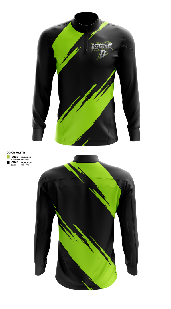 Quarter Zip Jacket, Midwest Destroyers, Softball, Teamtime, Team time, sublimation, custom sports apparel, team uniforms, spirit wear, spiritwear, sports uniforms, custom shirts, team store, custom team store, fundraiser sports, apparel fundraiser