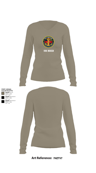 Womens Long Sleeve Vneck Shirt, USS Boxer, , Teamtime, Team time, sublimation, custom sports apparel, team uniforms, spirit wear, spiritwear, sports uniforms, custom shirts, team store, custom team store, fundraiser sports, apparel fundraiser