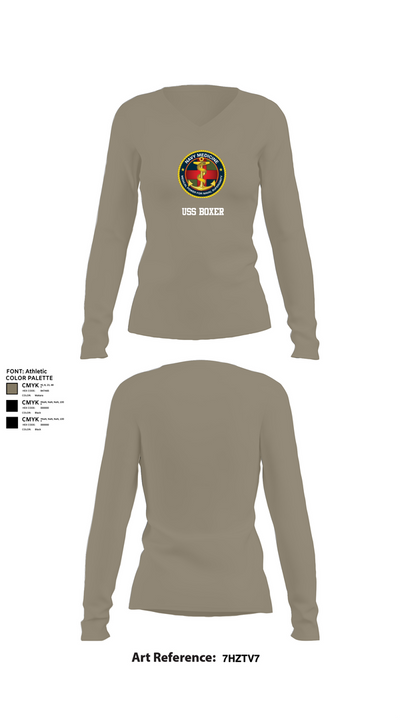 USS Boxer 48343229 Women's Long Sleeve V-neck Shirt - 59