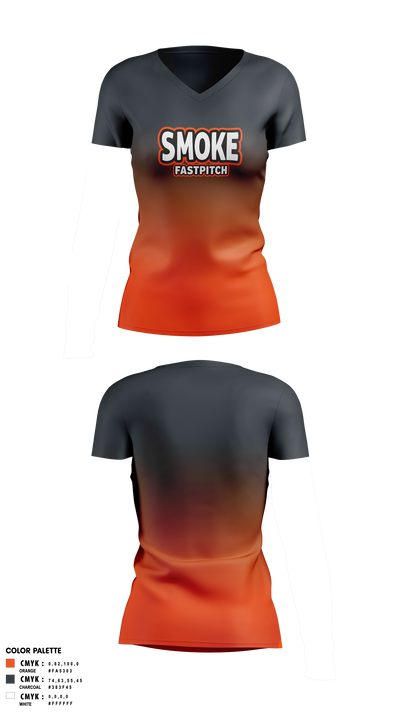 SMOKE FASTPITCH Women's Short Sleeve V-neck Shirt - 2