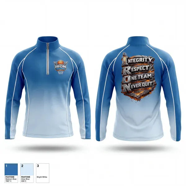Quarter Zip Jacket, Iron Hoops, Men's Basketball, Teamtime, Team time, sublimation, custom sports apparel, team uniforms, spirit wear, spiritwear, sports uniforms, custom shirts, team store, custom team store, fundraiser sports, apparel fundraiser