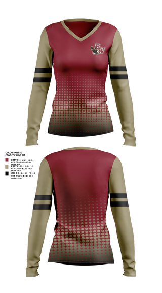 Womens Long Sleeve Vneck Shirt, Bishop Watterson Color Guard, Spirit Store, Teamtime, Team time, sublimation, custom sports apparel, team uniforms, spirit wear, spiritwear, sports uniforms, custom shirts, team store, custom team store, fundraiser sports, apparel fundraiser