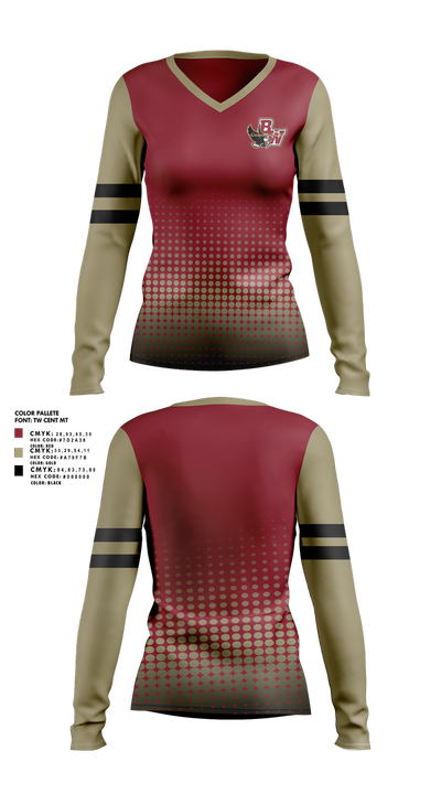 Bishop Watterson Color Guard 60127213 Women's Long Sleeve V-neck Shirt - 1