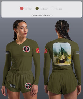 Womens Long Sleeve Vneck Shirt, , Army, Teamtime, Team time, sublimation, custom sports apparel, team uniforms, spirit wear, spiritwear, sports uniforms, custom shirts, team store, custom team store, fundraiser sports, apparel fundraiser