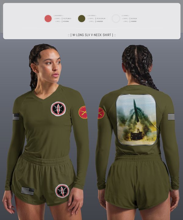Womens Long Sleeve Vneck Shirt, , Army, Teamtime, Team time, sublimation, custom sports apparel, team uniforms, spirit wear, spiritwear, sports uniforms, custom shirts, team store, custom team store, fundraiser sports, apparel fundraiser