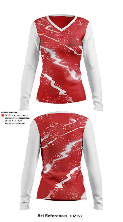 Saranac Lake Red Storm Volleyball 33177463 Women's Long Sleeve V-neck Shirt - 1