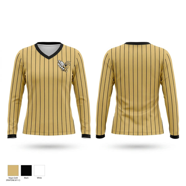 Womens Long Sleeve Vneck Shirt, 404 Stingers, Baseball, Teamtime, Team time, sublimation, custom sports apparel, team uniforms, spirit wear, spiritwear, sports uniforms, custom shirts, team store, custom team store, fundraiser sports, apparel fundraiser