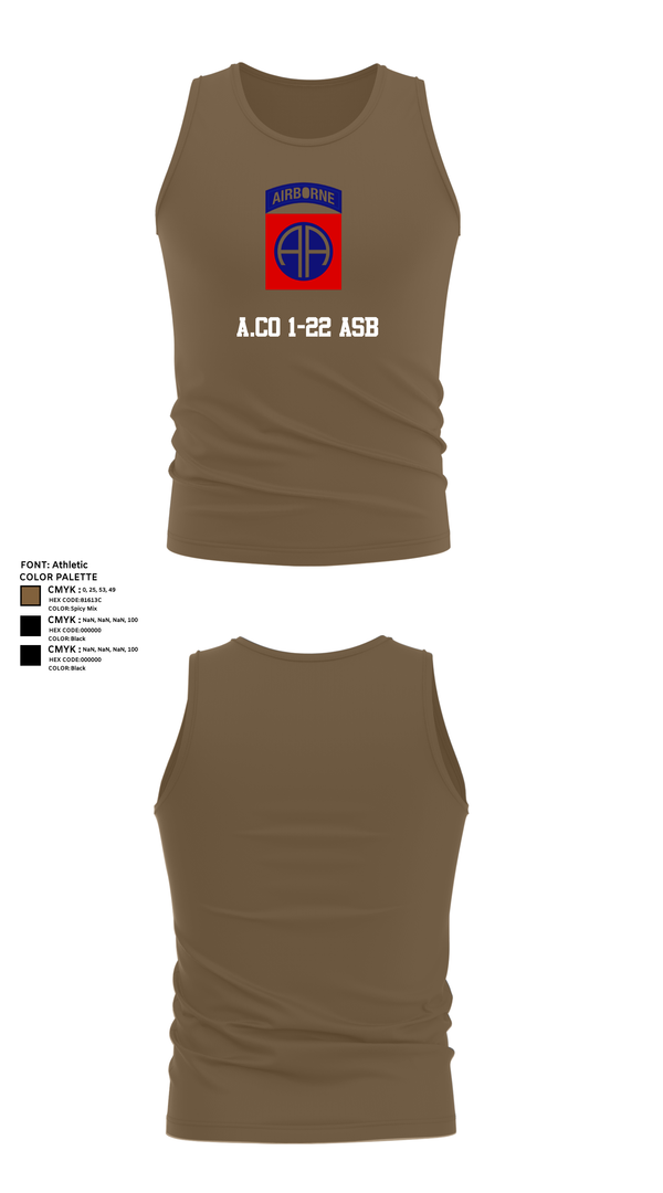 Tank Top, A.Co 1-22 ASB, , Teamtime, Team time, sublimation, custom sports apparel, team uniforms, spirit wear, spiritwear, sports uniforms, custom shirts, team store, custom team store, fundraiser sports, apparel fundraiser