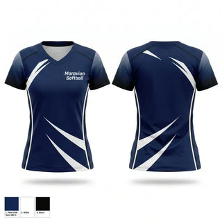 Womens Short Sleeve Vneck Shirt, Moravian Softball, Softball, Teamtime, Team time, sublimation, custom sports apparel, team uniforms, spirit wear, spiritwear, sports uniforms, custom shirts, team store, custom team store, fundraiser sports, apparel fundraiser