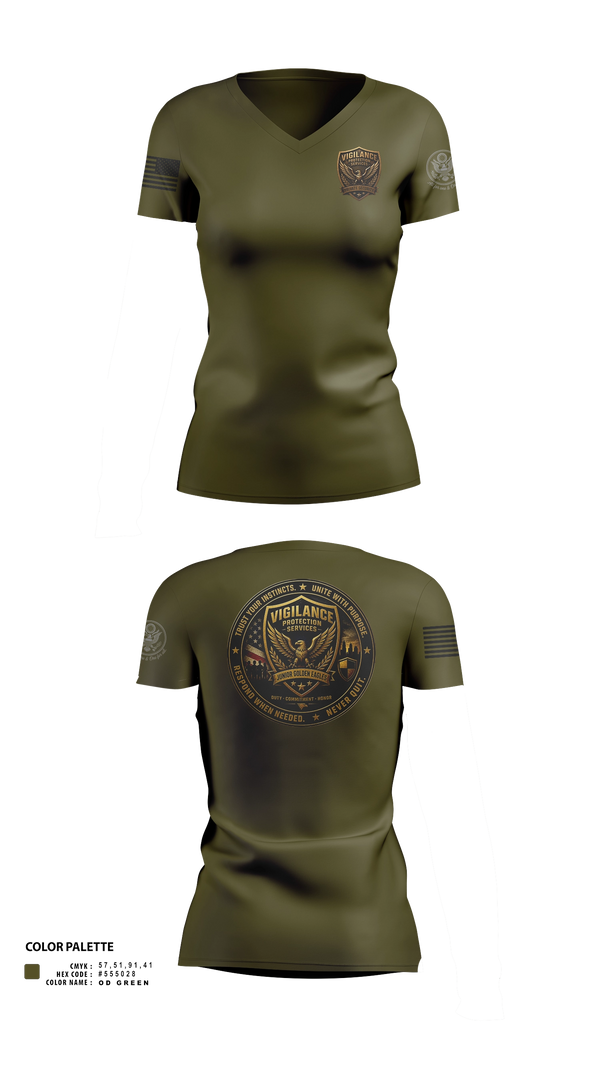 Womens Short Sleeve Vneck Shirt, Vigilance Protection Services, , Teamtime, Team time, sublimation, custom sports apparel, team uniforms, spirit wear, spiritwear, sports uniforms, custom shirts, team store, custom team store, fundraiser sports, apparel fundraiser
