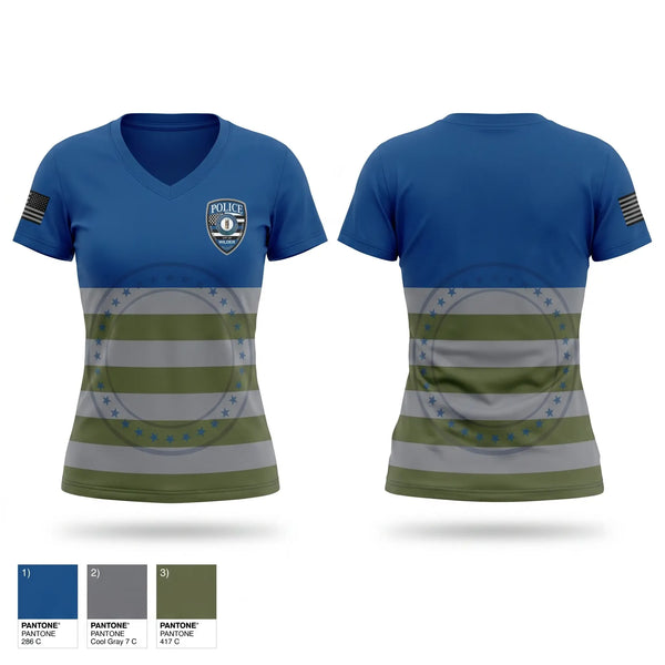 Womens Short Sleeve Vneck Shirt, Wilder Police Department, Police, Teamtime, Team time, sublimation, custom sports apparel, team uniforms, spirit wear, spiritwear, sports uniforms, custom shirts, team store, custom team store, fundraiser sports, apparel fundraiser