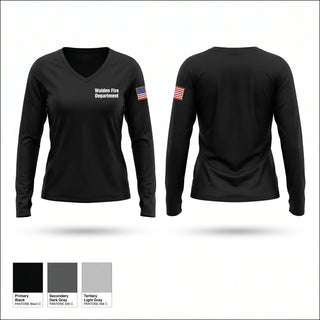 Womens Long Sleeve Vneck Shirt, Walden Fire Department, Fire Department, Teamtime, Team time, sublimation, custom sports apparel, team uniforms, spirit wear, spiritwear, sports uniforms, custom shirts, team store, custom team store, fundraiser sports, apparel fundraiser