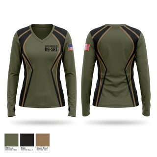 Womens Long Sleeve Vneck Shirt, North Chicago PD K9/SRT, Police, Teamtime, Team time, sublimation, custom sports apparel, team uniforms, spirit wear, spiritwear, sports uniforms, custom shirts, team store, custom team store, fundraiser sports, apparel fundraiser