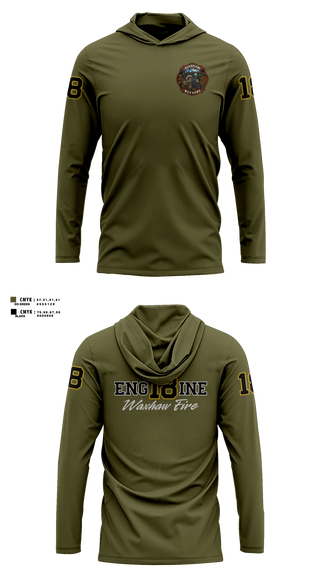 Long Sleeve hooded sunshirt, Waxhaw Fire, Fire Department, Teamtime, Team time, sublimation, custom sports apparel, team uniforms, spirit wear, spiritwear, sports uniforms, custom shirts, team store, custom team store, fundraiser sports, apparel fundraiser