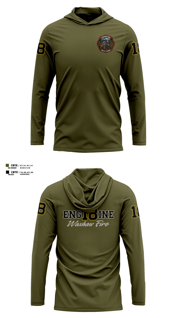 Long Sleeve hooded sunshirt, Waxhaw Fire, Fire Department, Teamtime, Team time, sublimation, custom sports apparel, team uniforms, spirit wear, spiritwear, sports uniforms, custom shirts, team store, custom team store, fundraiser sports, apparel fundraiser