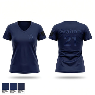 Womens Short Sleeve Vneck Shirt, Station 21, Fire Department, Teamtime, Team time, sublimation, custom sports apparel, team uniforms, spirit wear, spiritwear, sports uniforms, custom shirts, team store, custom team store, fundraiser sports, apparel fundraiser