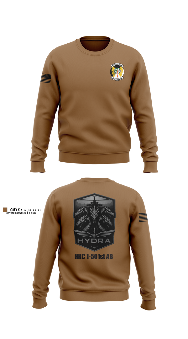 Crew Neck Sweatshirt, HHC/1-501 AB, Army, Teamtime, Team time, sublimation, custom sports apparel, team uniforms, spirit wear, spiritwear, sports uniforms, custom shirts, team store, custom team store, fundraiser sports, apparel fundraiser