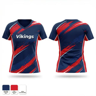 Womens Short Sleeve Vneck Shirt, Vikings, Softball, Teamtime, Team time, sublimation, custom sports apparel, team uniforms, spirit wear, spiritwear, sports uniforms, custom shirts, team store, custom team store, fundraiser sports, apparel fundraiser